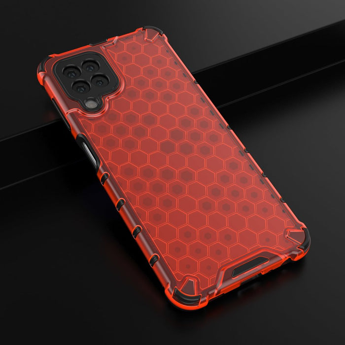 Honeycomb Case armor cover with TPU Bumper for Samsung Galaxy A22 4G red