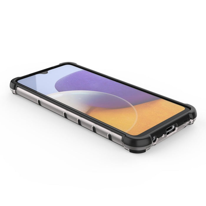 Honeycomb Case armor cover with TPU Bumper for Samsung Galaxy A22 4G transparent