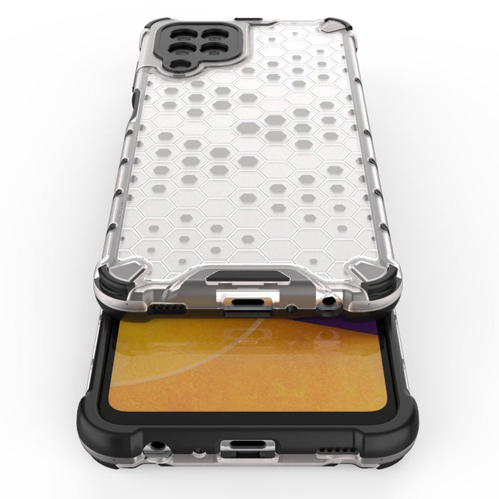 Honeycomb Case armor cover with TPU Bumper for Samsung Galaxy A22 4G transparent