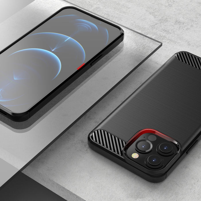 Carbon Case Flexible Cover TPU Case for iPhone 13 Pro Max black