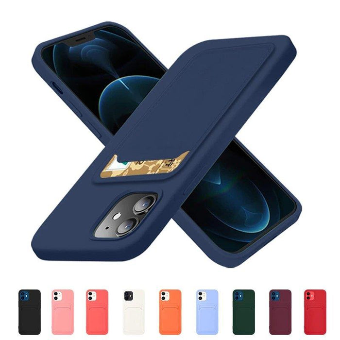Card Case Silicone Wallet Case with Card Slot Documents for Samsung Galaxy S21 + 5G (S21 Plus 5G) Navy Blue
