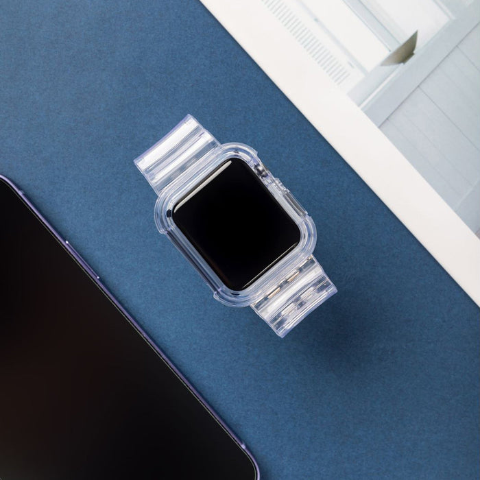 Silicone Band Strap Bracelet Case Strap Light Set for Apple Watch 44mm - Black