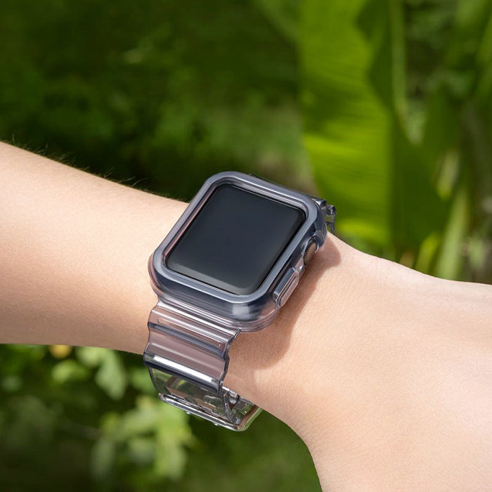 Silicone Band Strap Bracelet Case Strap Light Set for Apple Watch 38mm - Black
