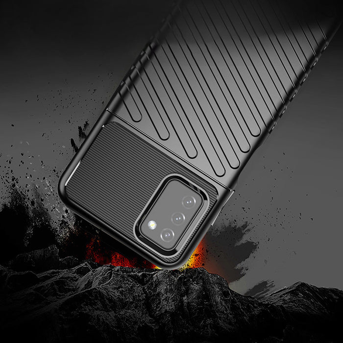 Thunder Case Flexible Tough Rugged Cover TPU Case for Samsung Galaxy A03s black