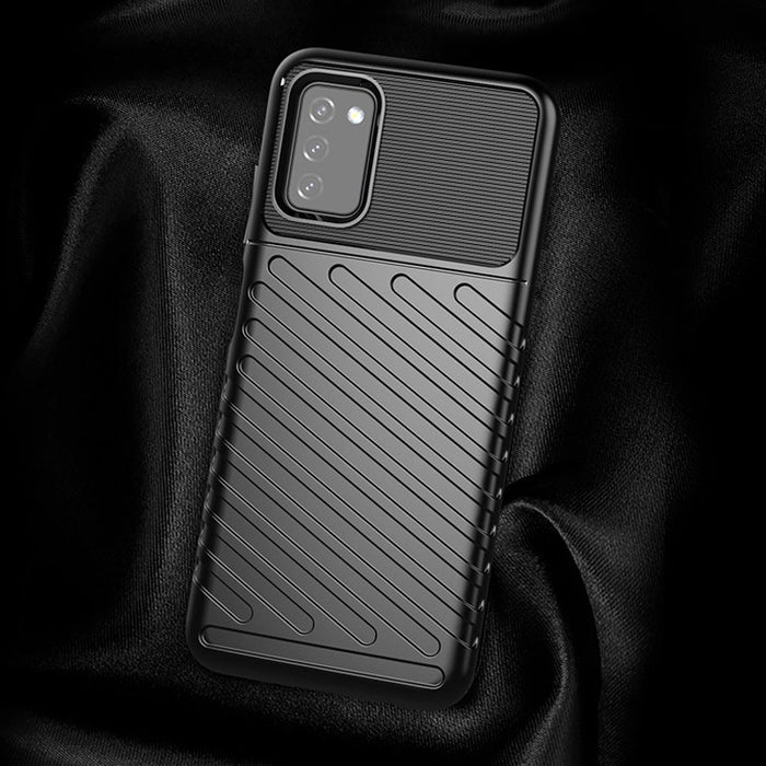 Thunder Case Flexible Tough Rugged Cover TPU Case for Samsung Galaxy A03s black