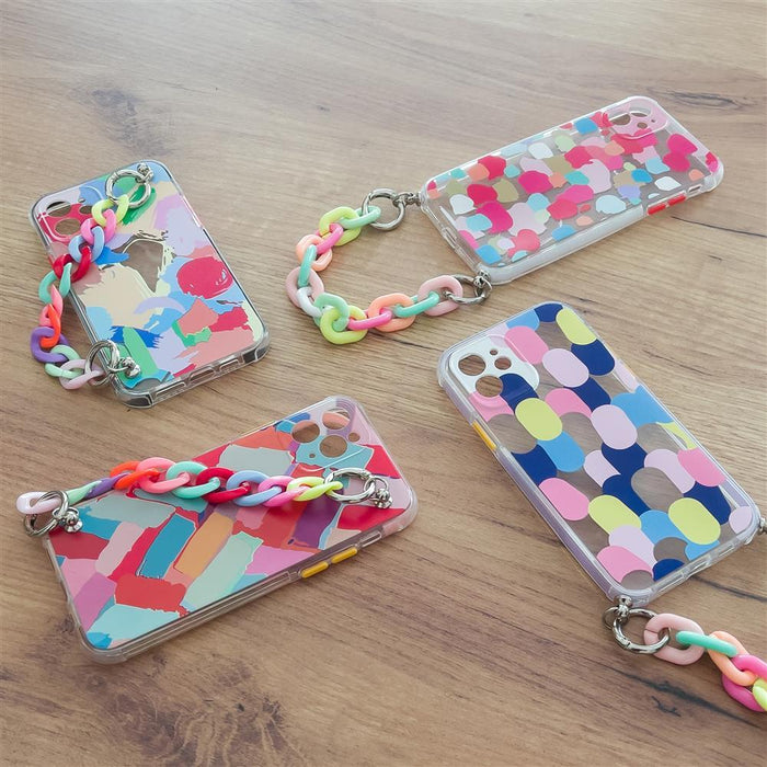 Color Chain Case gel flexible elastic case cover with a chain pendant for iPhone 13 Pro multicolour  (1)