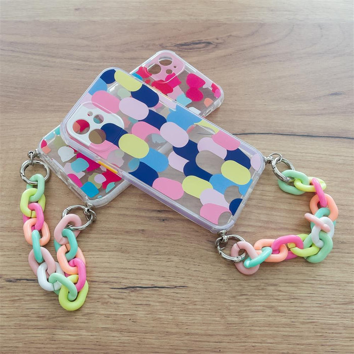 Color Chain Case gel flexible elastic case cover with a chain pendant for iPhone 13 Pro multicolour  (1)