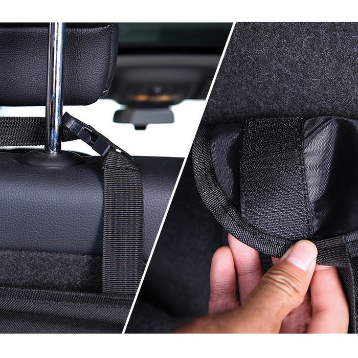 Car organizer for the rear seat backrest for the trunk black
