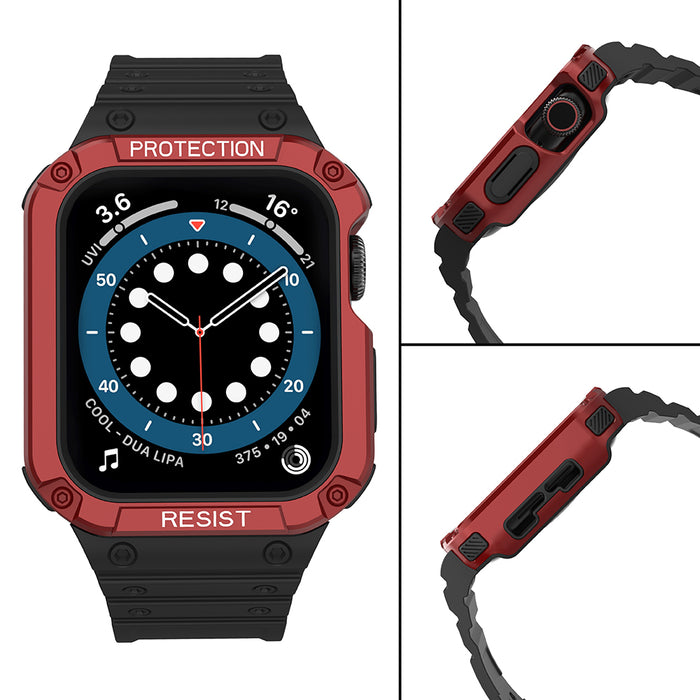 Protect Strap Band for Apple Watch 42/44/45mm Armored Case Strap - Black, Red