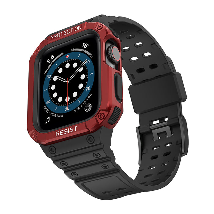 Protect Strap Band for Apple Watch 42/44/45mm Armored Case Strap - Black, Red