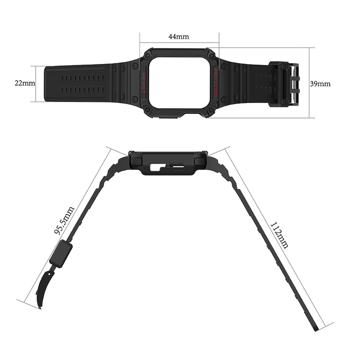 Protect Strap Band for Apple Watch 42/44/45mm Armored Case Strap - Transparent