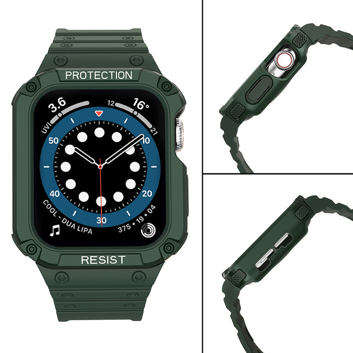 Protect Strap Band for Apple Watch 42/44/45mm Armored Case Strap - Green