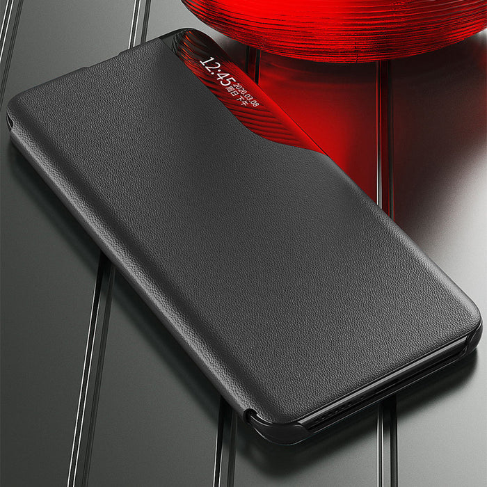Eco Leather View Case Elegant Flip Cover with Stand Function Poco M4 Pro 5G Red