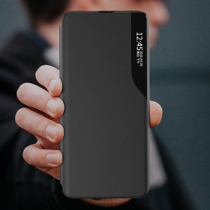 Eco Leather View Case Elegant Flip Cover with Stand Function Poco M4 Pro 5G Blue