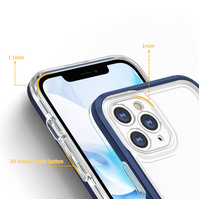 Clear 3in1 case for iPhone 11 Pro Max blue frame gel cover