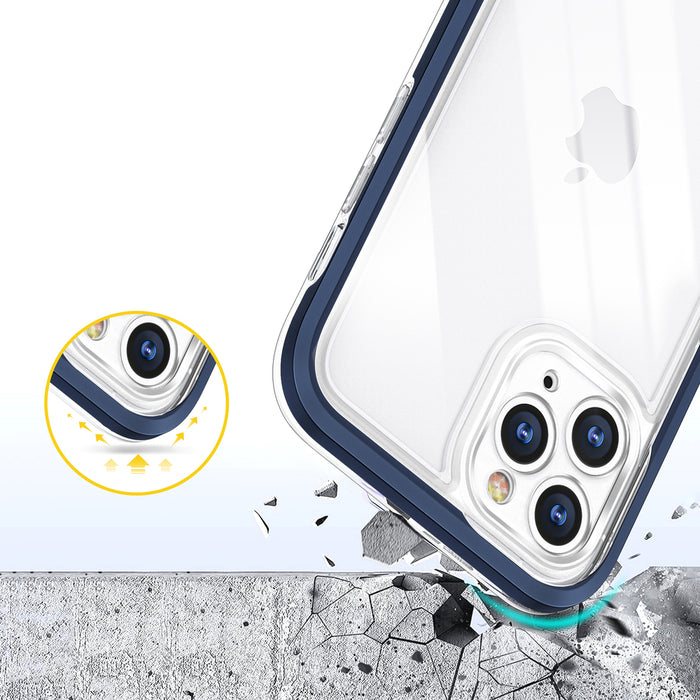Clear 3in1 case for iPhone 11 Pro Max blue frame gel cover