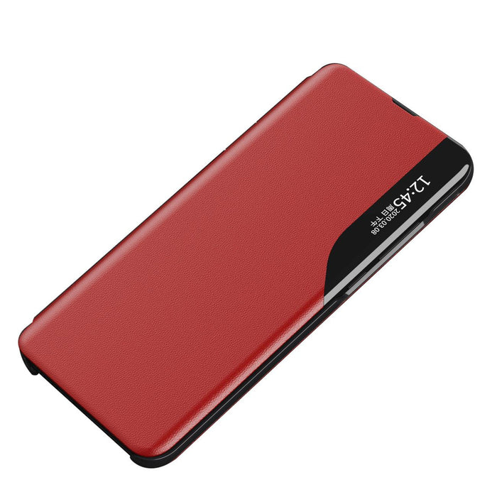 Eco Leather View Case an elegant case with a flap and stand function for Samsung Galaxy A73 red
