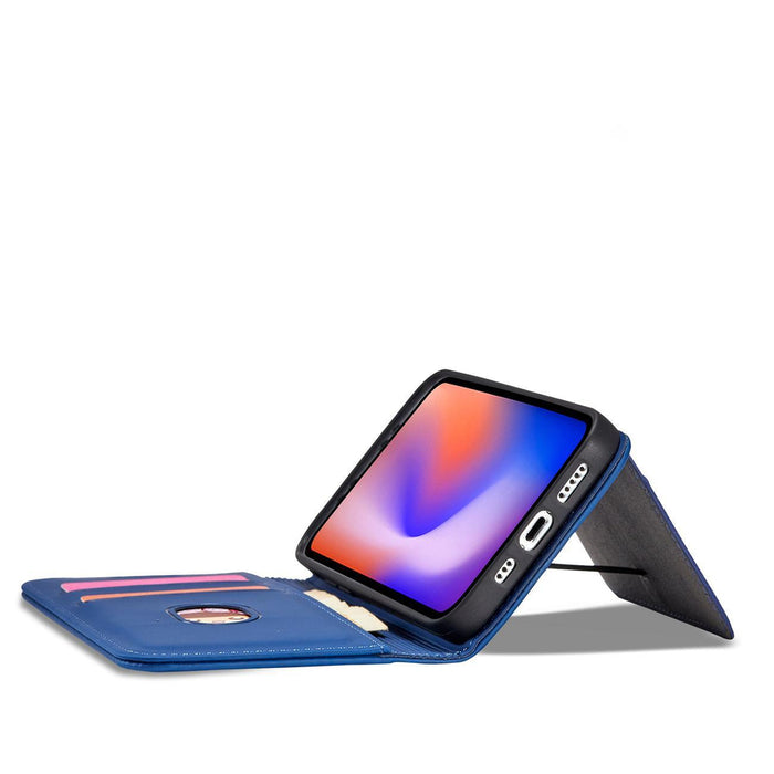 Magnet Card Case for iPhone 12 cover card wallet card stand blue