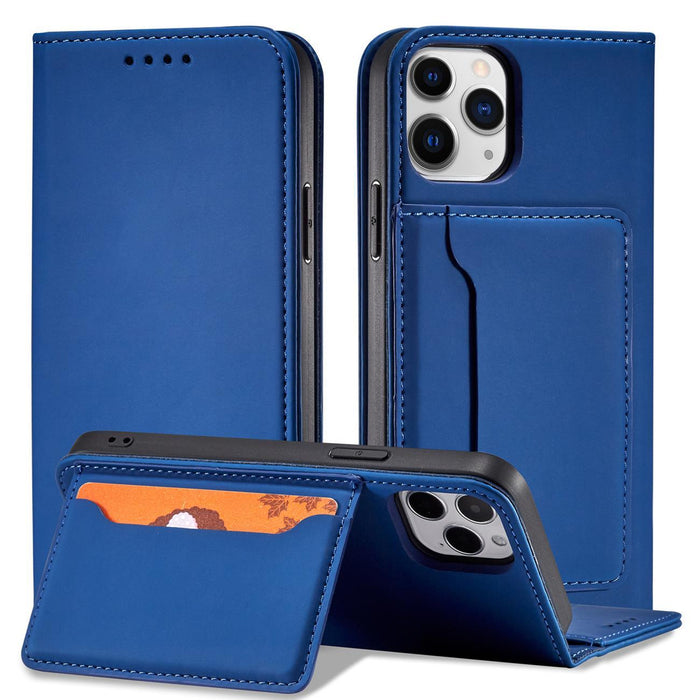 Magnet Card Case for iPhone 12 cover card wallet card stand blue