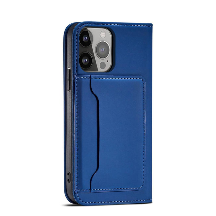 Magnet Card Case for iPhone 13 Pro cover card wallet card stand blue
