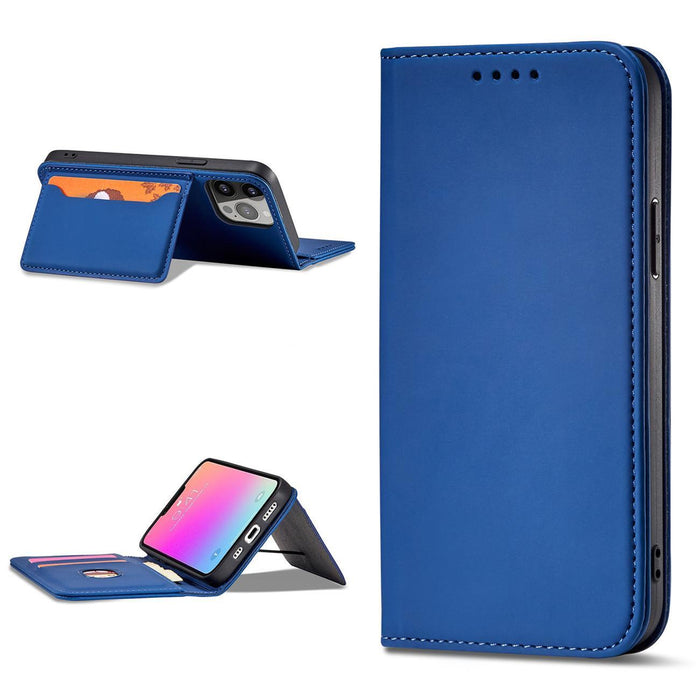 Magnet Card Case for iPhone 13 Pro cover card wallet card stand blue