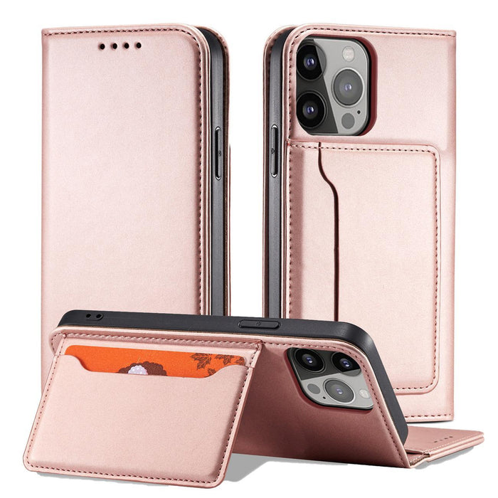Magnet Card Case for iPhone 13 Pro Max Pouch Card Wallet Card Holder Pink