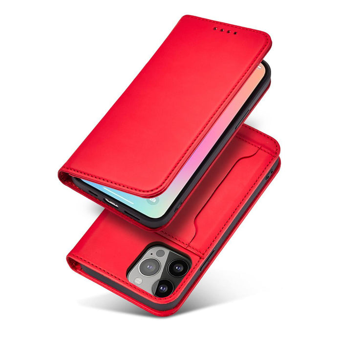 Magnet Card Case for iPhone 13 Pro Max Pouch Card Wallet Card Holder Red