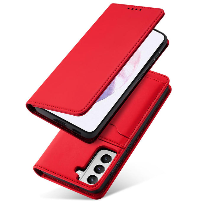 Magnet Card Case for Samsung Galaxy S22 + (S22 Plus) Pouch Wallet Card Holder Red