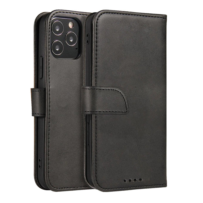 Magnet Case elegant case case cover with a flap and stand function for Motorola Moto E32 black
