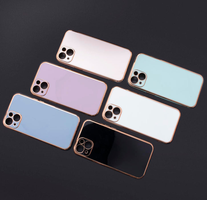 Lighting Color Case for Samsung Galaxy A12 5G gold frame gel cover blue