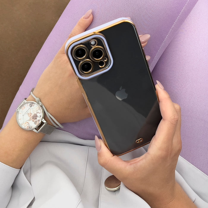Fashion Case for iPhone 13 Pro Max Gold Frame Gel Cover Red