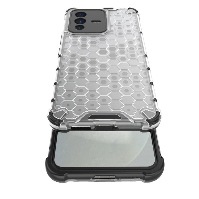 Honeycomb case armored cover with a gel frame for Vivo V23 5G transparent