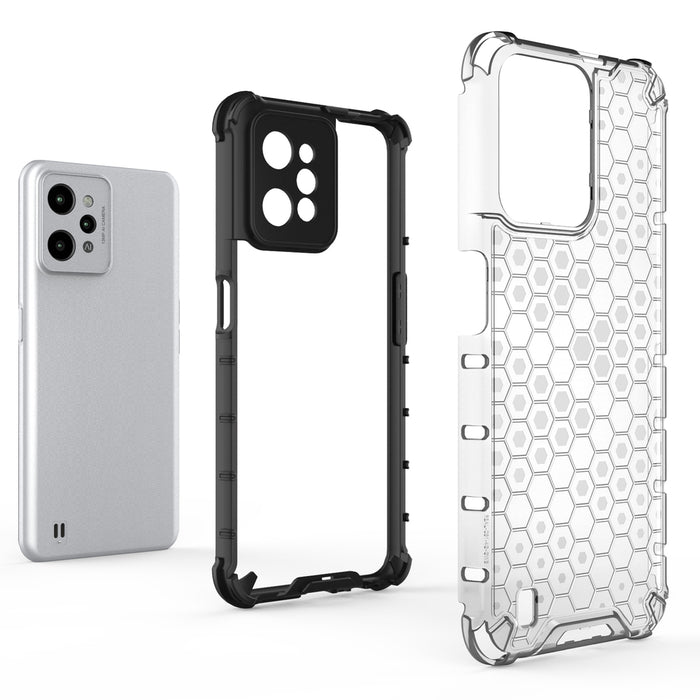 Honeycomb case armored cover with a gel frame Realme C31 transparent