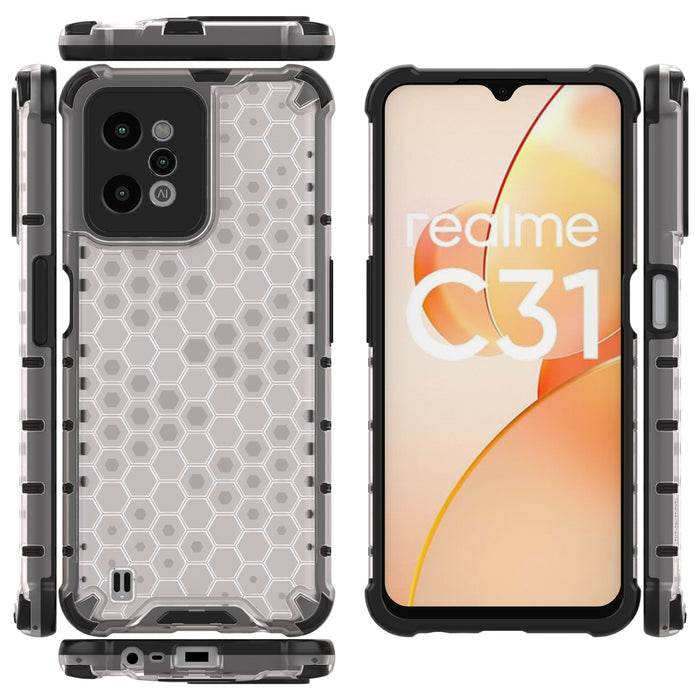 Honeycomb case armored cover with a gel frame Realme C31 transparent