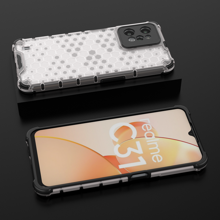 Honeycomb case armored cover with a gel frame Realme C31 transparent