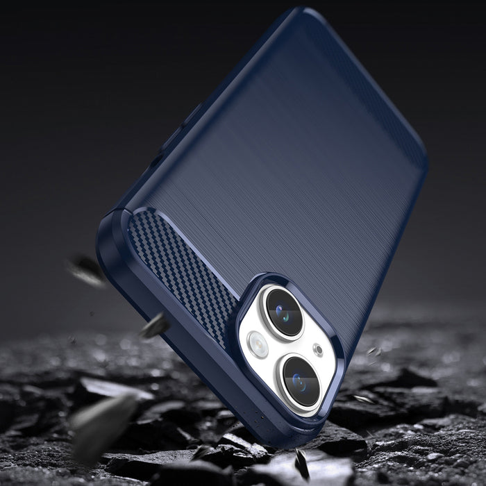 Carbon Case for iPhone 14 Plus flexible gel back cover blue