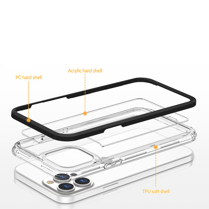 Clear 3in1 case for iPhone 14 Pro silicone cover with frame blue