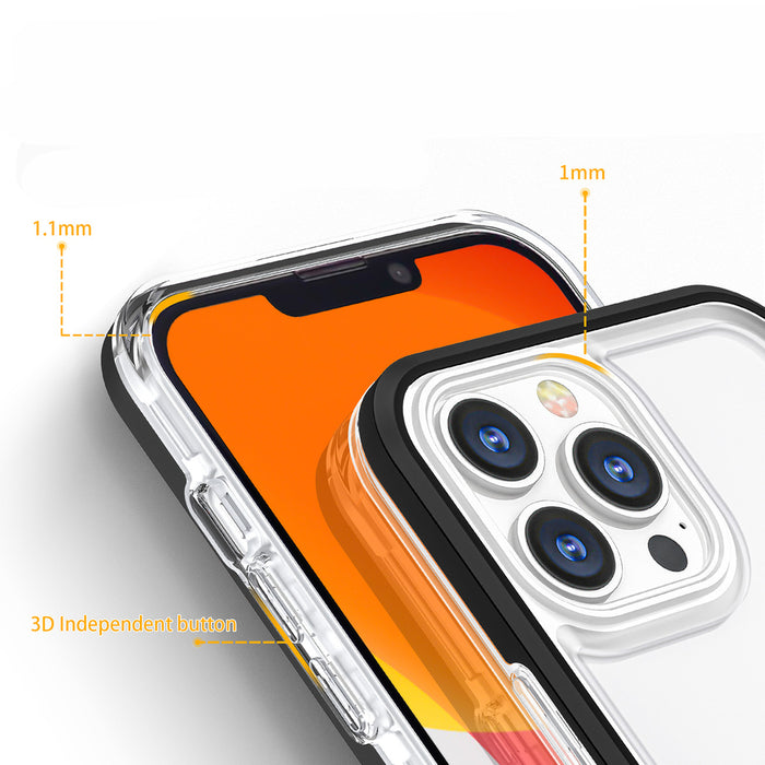 Clear 3in1 case for iPhone 14 Pro silicone cover with frame blue