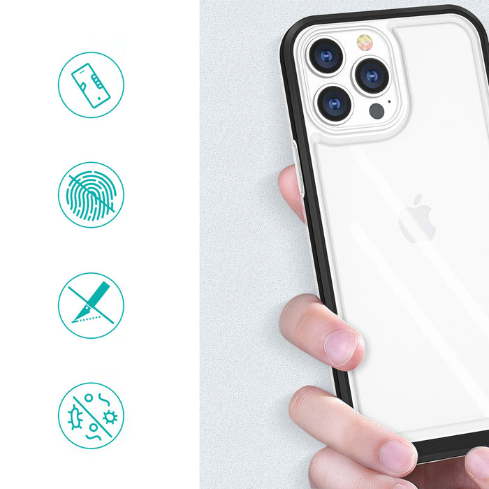 Clear 3in1 case for iPhone 14 Pro silicone cover with frame blue