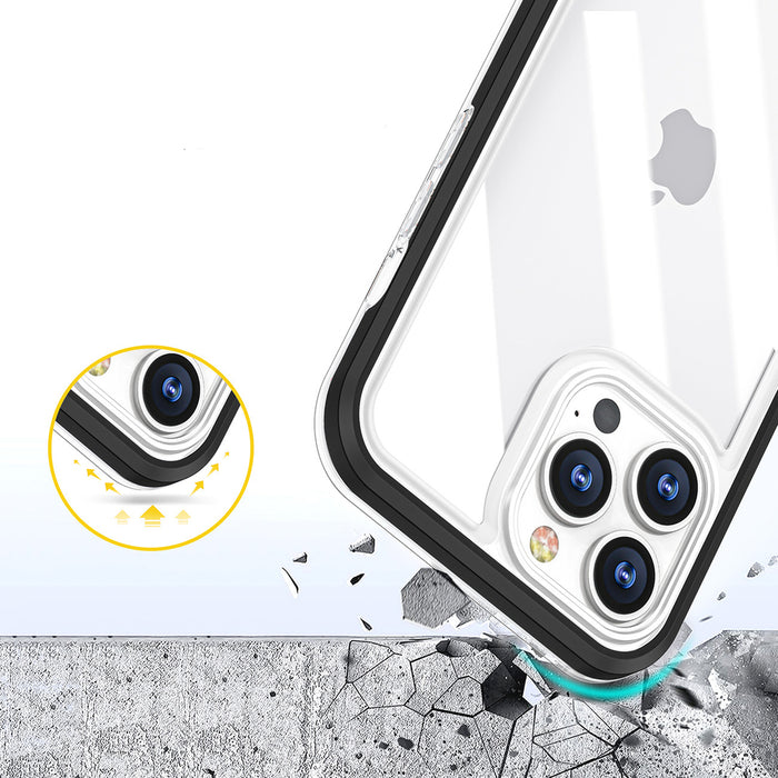 Clear 3in1 case for iPhone 14 Pro silicone cover with frame blue
