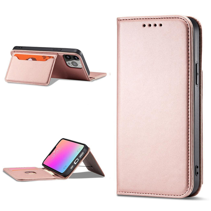 Magnet Card Case case for iPhone 14 Pro flip cover wallet stand pink