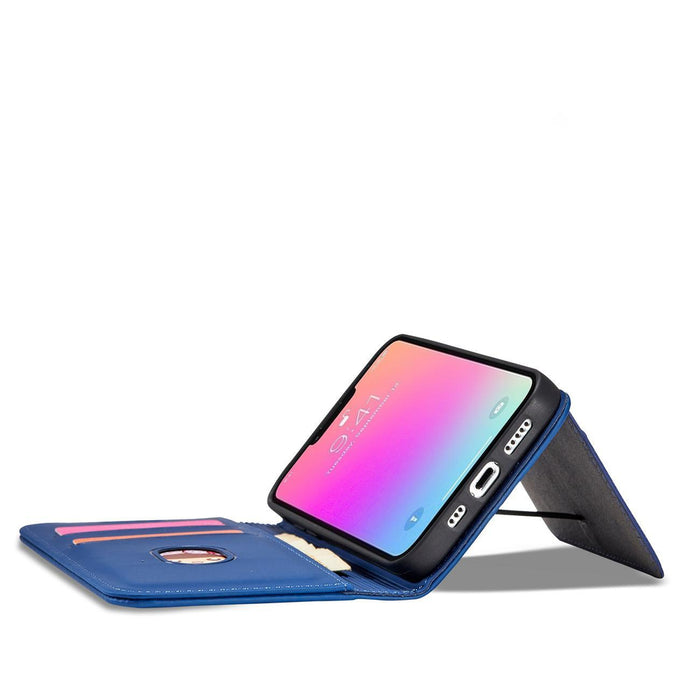 Magnet Card Case case for iPhone 14 Pro Max flip cover wallet stand blue