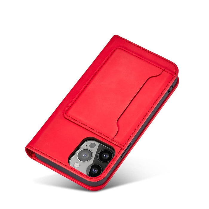 Magnet Card Case case for iPhone 14 Pro Max flip cover wallet stand red