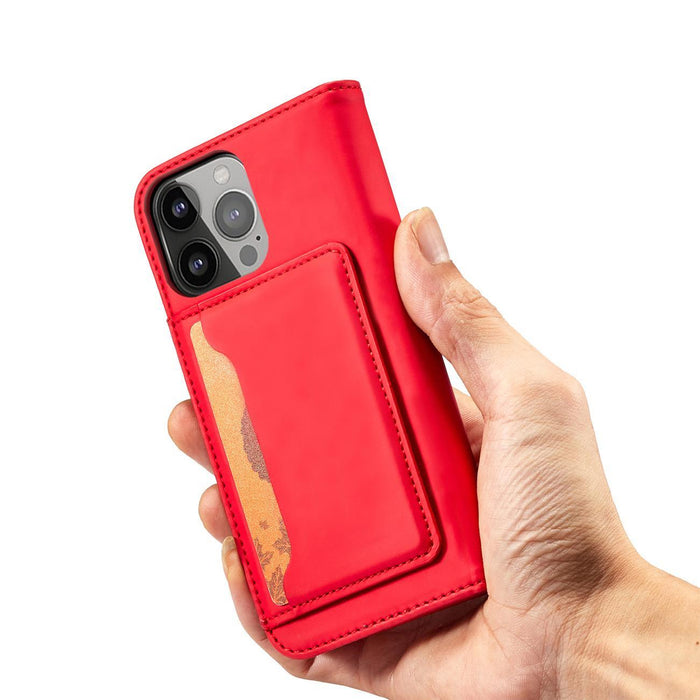 Magnet Card Case case for iPhone 14 Pro Max flip cover wallet stand red