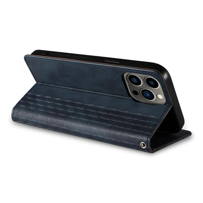 Magnet Strap Case Case for iPhone 14 Flip Wallet Mini Lanyard Stand Blue