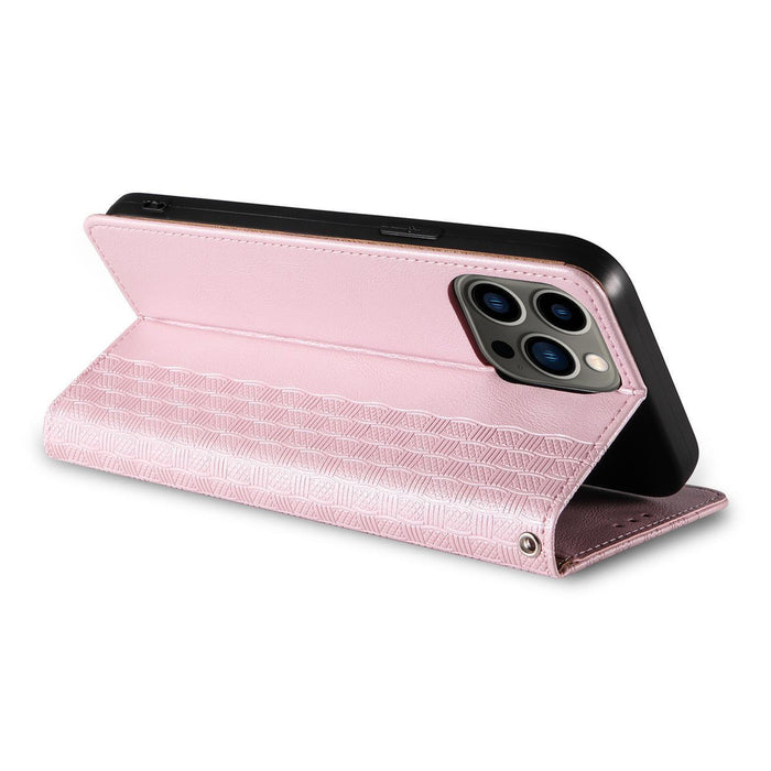 Magnet Strap Case Case for iPhone 14 Plus Flip Wallet Mini Lanyard Stand Pink