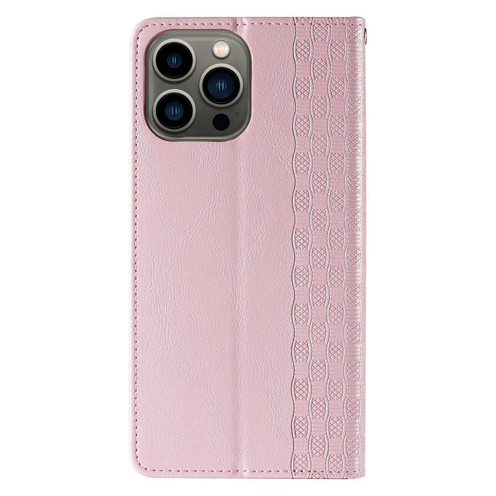 Magnet Strap Case Case for iPhone 14 Plus Flip Wallet Mini Lanyard Stand Pink