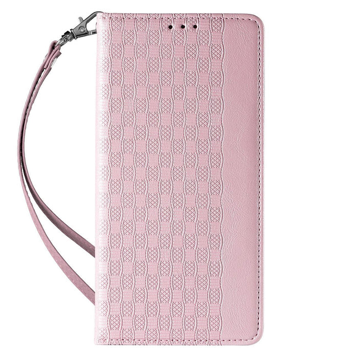 Magnet Strap Case Case for iPhone 14 Pro Flip Wallet Mini Lanyard Stand Pink