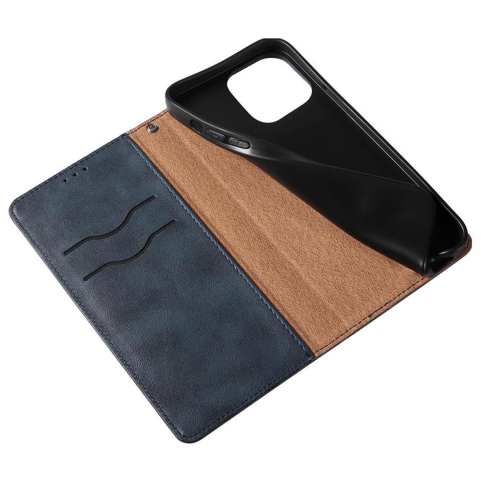 Magnet Strap Case Case for iPhone 14 Pro Max Flip Wallet Mini Lanyard Stand Blue