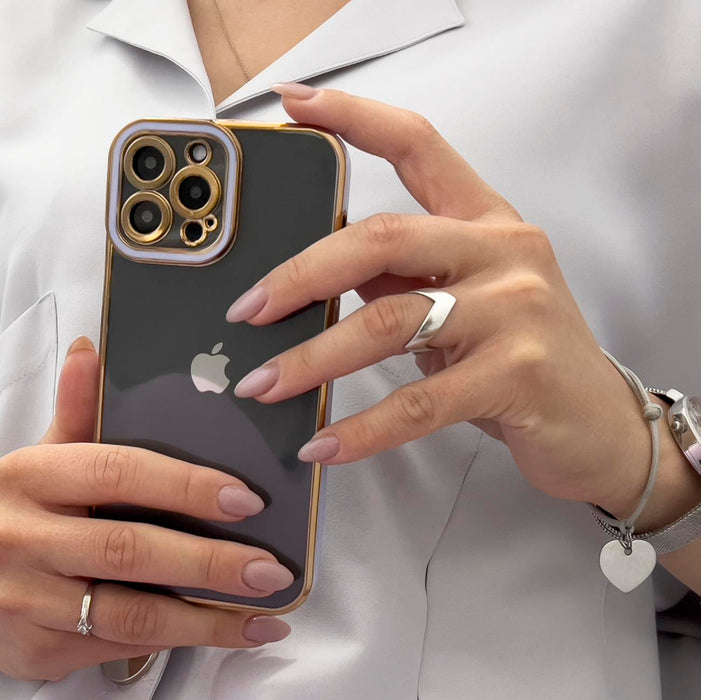 Fashion Case for iPhone 12 Pro Gold Frame Gel Cover Red